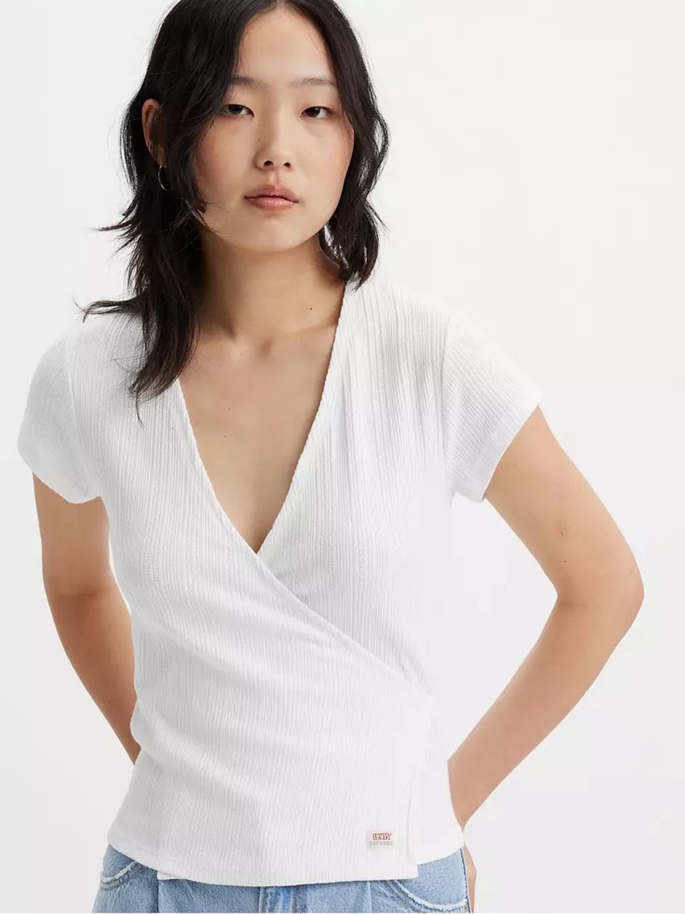 NWT Levi's Dry Goods Pointelle Wrap Top Large